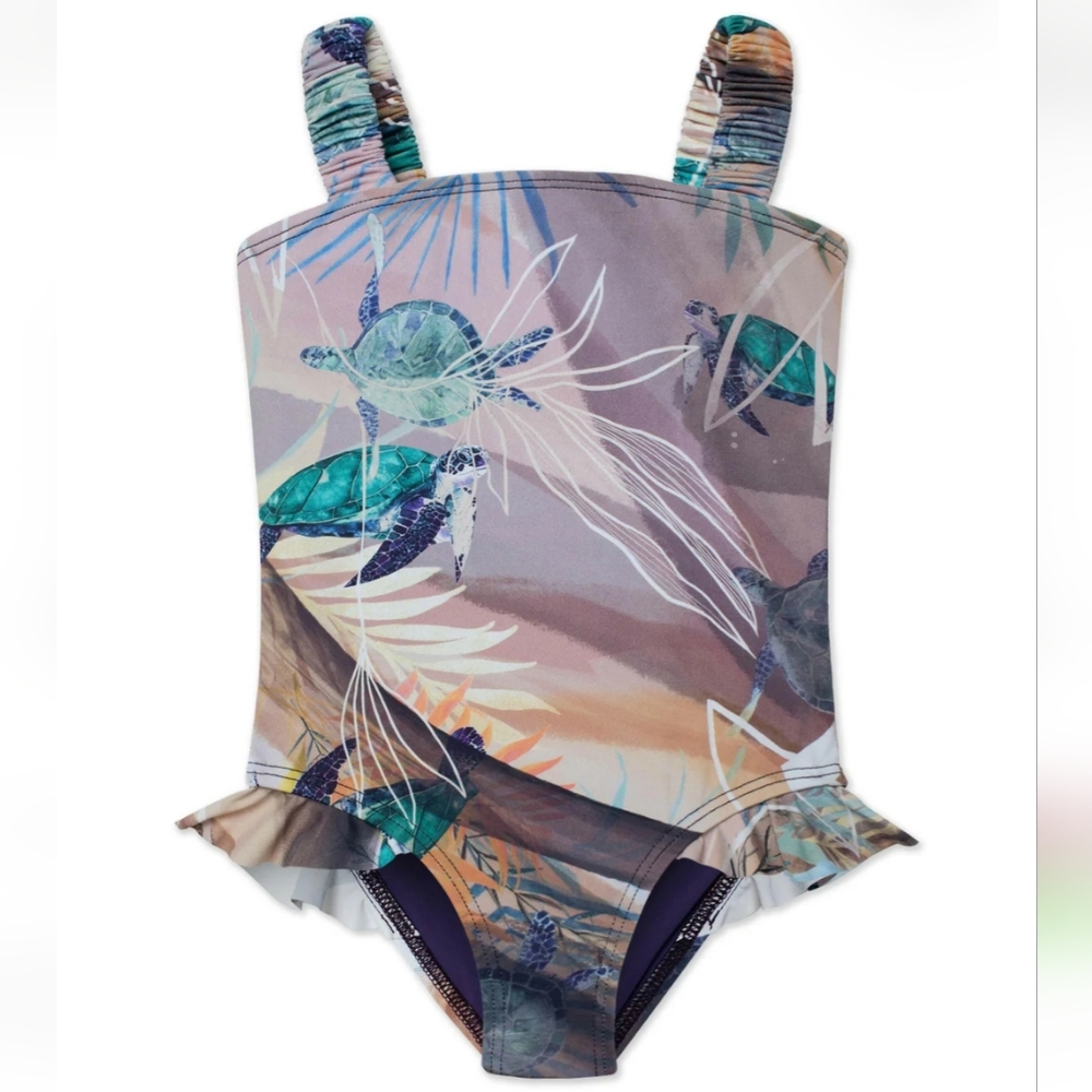 WET Swimwear Honu-Nami Turtle Print Girl's One Piece Size 7Y